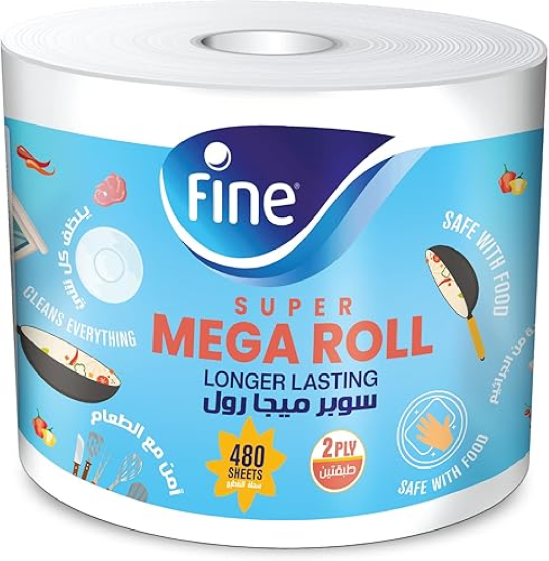 FINE TOWEL HOUSE HOLD MEGA ROLL 480SHT 2PLY